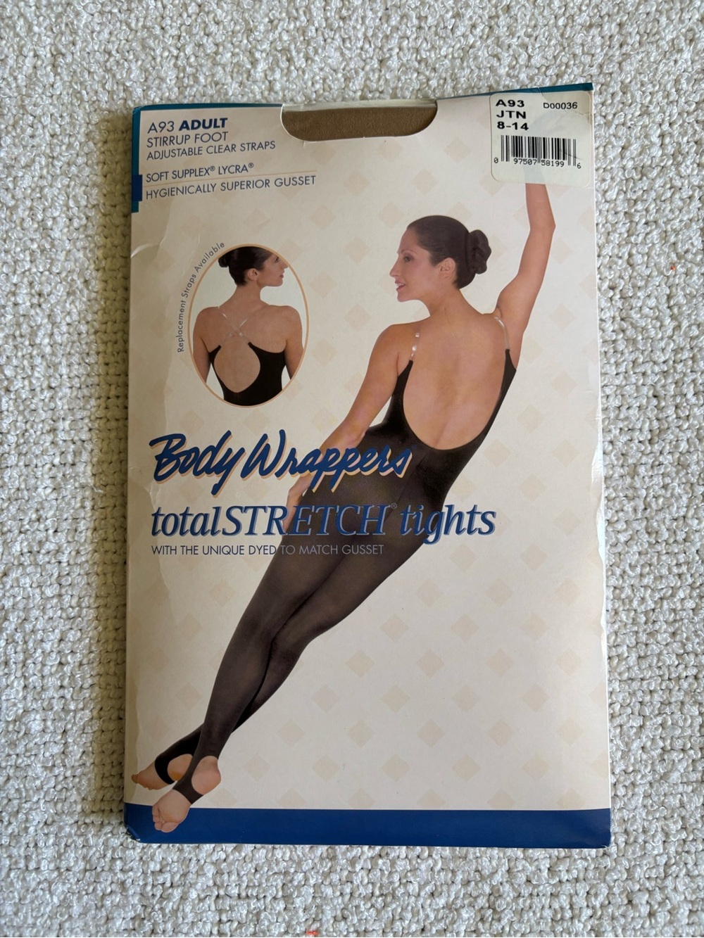 Body‎ Wrappers A93 Stirrup Foot totalSTRETCH Tights Jazzy Tan Supplex Lycra 8-14